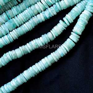 7-8MM Natural Amazonite Heishi Beads Blue Amazonite Flat Disc Smooth Gemstone Beads Amazonite Beads For Jewelry Making Wholesale - Product Image 5