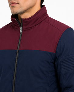 Chaqueta Bomber de Invierno para Hombre Livster, Azul Marino y Marrón, 100% Algodón, Resistente al Viento, Cuello Alto, Cierre de Cremallera, Diseño con Bloques de Color, Talla XL - Product Image 4