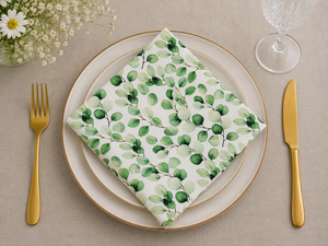Serviette de table carrée en coton slub imprimé feuilles vertes pour mariage, fête, restaurant, dîner - Product Image 4