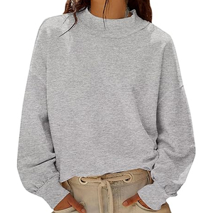 Sweat-shirt d'hiver à col roulé pour femme, 100% coton, polaire léger, respirant, écologique, impression numérique, style épaules tombantes - Product Image 5