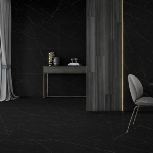 Azulejos de Porcelana Sólida Modernos con Acabado Azúcar Negro, Textura de Piedra, Antideslizantes, Adhesivos, para Paredes Interiores de Hospitales y Villas - Product Image 1