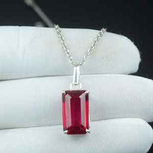 จี้รูปทรงแปดเหลี่ยมทับทิมแดงธรรมชาติ เงินแท้ 925 สร้อยคอพลอยทำมือ ดีไซน์สวยงาม เหมาะสำหรับเป็นของขวัญ - Product Image 6