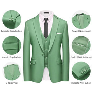 Breathable Plain Men <b>Suit</b> Pant Coat Customized Size Grooms Blazer Wedding Office Wear Formal Breathable Men's <b>Suits</b> - Product Image 3