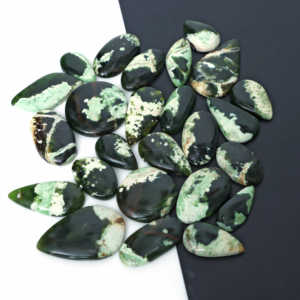 Calcedonia cromada natural, cabujones de base plana, lote al por mayor, diseño de formas redondas y mixtas de pera, para la fabricación de joyas de plata y latón. - Product Image 6