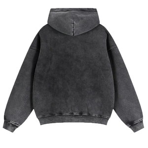 Sweat-shirts à capuche personnalisés pour hommes, en coton délavé à l'acide, avec cordon de serrage, manches longues, style décontracté - Product Image 3