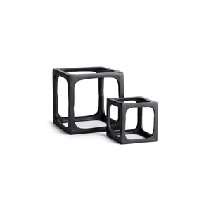 Juego de 2 Esculturas Cúbicas de Aluminio Negro, Escultura Cuadrada Hueca Minimalista Moderna, Decoración para el Hogar, Hechas a Mano, para Bodas y Diwali - Product Image 1