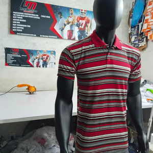 เสื้อโปโลลายทางแบบเรียบง่ายเสื้อสตรีทแวร์และสถานที่สาธารณะของผู้ชายเสื้อโปโลผ้าฝ้ายระบายอากาศ100% ตรงจากโรงงาน - Product Image 1