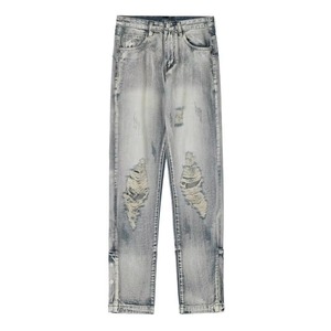 กางเกงยีนส์ทรงดินสอผู้ชาย เอวสูง สไตล์สตรีทแวร์ ผ้าฟอก ระบายอากาศได้ดี เป็นมิตรกับสิ่งแวดล้อม ผ้าฝ้าย 100% น้ำหนักเบา เหมาะสำหรับฤดูหนาว ฤดูใบไม้ร่วง ฤดูร้อน - Product Image 1