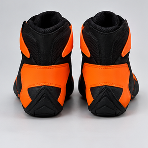 Botas de moto para hombre, color negro y naranja, de cuero genuino, con cierre de velcro, punta redonda, transpirables, ligeras y resistentes a la abrasión. - Product Image 4