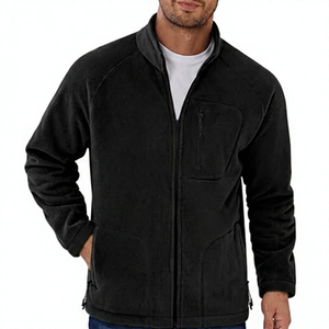 Veste polaire homme vert olive, entièrement zippée, col montant, décontractée, pour l'hiver, respirante, coupe-vent, en polyester, coupe droite - Product Image 5