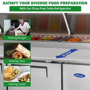 Orikool 67 Commercial <b>Kitchen</b> Refrigeration Equipment 20.3 Cu.Ft Built-in Refrigerator Pizza <b>Prep</b> <b>Table</b> Butcher Block Cutting - Product Image 6
