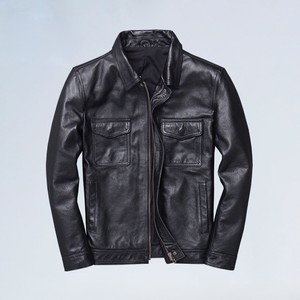 Chaqueta de piloto para hombre de cuero napa al por mayor con paneles en contraste para tiendas en línea, proveedor mayorista con MOQ bajo - Product Image 1