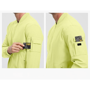 Chaqueta Bomber Casual para Hombre, Cuello Alto, Cierre de Cremallera, Cortavientos, Color Sólido, Transpirable, de Poliéster, para Primavera - Product Image 5