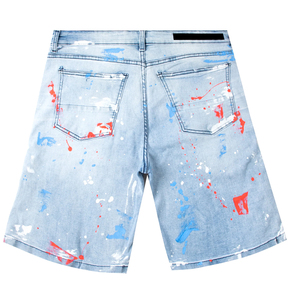 Shorts en jean pour homme de haute qualité, respirants, décontractés, mode estivale, fermeture à boutons, design et logo personnalisés, streetwear. - Product Image 3