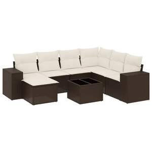 Conjunto de Sofá de Jardín de Ratán PE Marrón con Acero con Recubrimiento en Polvo y Vidrio Templado, Muebles de Exterior Premium - Product Image 2