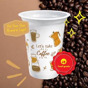 Let's Take Coffee Doodle Printed 200ml PP <b>Plastic</b> <b>Cup</b> Round Single Wall Beverage <b>Cup</b> - Product Image 5