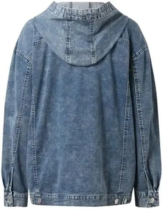 Sudadera con Capucha de Mezclilla de Algodón, Estilo Casual, Unisex, a la Moda, para Usar en la Calle, Talla Grande - Product Image 3