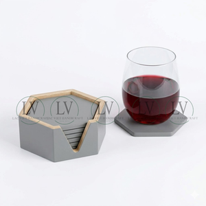 New Design Minimalist Spun Bamboo <b>Coasters</b> with Holder <b>for</b> <b>Drinks</b> ODM/OEM <b>Drink</b> Cup <b>Coasters</b> Set from Vietnam - Product Image 3