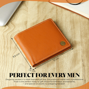 WRIZA Genuine Leather Bi Fold <b>Wallet</b> <b>Men</b> <b>RFID</b> Slim <b>Wallet</b> Coin Pocket Card Slots Gift Box Black Handcrafted Premium Fashion - Product Image 3
