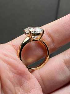 <b>Cushion</b> Cut Lab Grown Diamond Engagement <b>Ring</b> 18K Gold Plated Silver Solitaire <b>Wedding</b> Anniversary Jewelry - Product Image 3