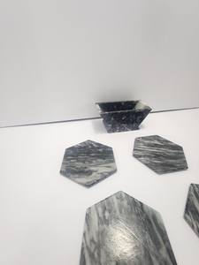 Ensemble de 4 dessous-de-verre en marbre, pierre naturelle, élégant, décoration de table basse, cadeau pour la maison - Product Image 4