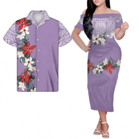 Robe longue personnalisée vintage 2026 pour couple, homme et femme, unie, style polynésien, à manches courtes et col rond