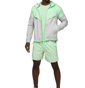 Latest design Windbreaker Set For men Custom <b>Jacket</b> And Joggers Set Polyester Nylon Zip Up Sport Shorts Set For Men - Product Image 1