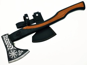 Hacha Vikinga Tomahawk con Diseño Celta, Cabeza de Acero al Carbono, Mango de Madera, Hacha de Supervivencia para Uso en Exteriores - Product Image 3