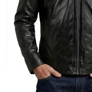 Veste d'hiver à capuche pour homme en cuir véritable, double fermeture éclair, grande taille, coupe ample, logo personnalisé, respirante, confortable, service OEM de haute qualité - Product Image 5