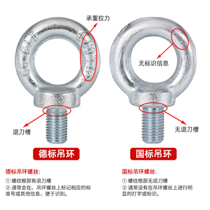 Perno de Ojo Galvanizado de Rosca Fina Jinggong DIN580, Estándar Nacional, Anillo de Molde Marino, Perno de Elevación Extendido, Estándar Alemán - Product Image 1