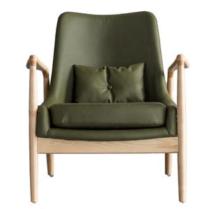 เก้าอี้ห้องนั่งเล่นไม้หุ้มเก้าอี้ด้านข้างเก้าอี้หนังสไตล์มินิมอลที่ทันสมัยสำหรับเฟอร์นิเจอร์ห้องนั่งเล่นในบ้านร่วมสมัย - Product Image 4