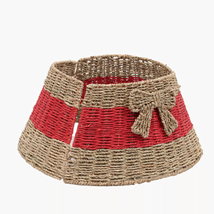 Collar para árbol de Navidad de junco marino, alternativa a la falda de mimbre para árbol, con lazo, estilo rústico de granja, cubierta para base de árbol de Navidad, decoración festiva - Product Image 1