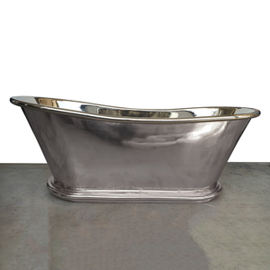 Copper Bathtub Nickel Finish Interior and Exterior Handmade Bathroom Centerpiece for Villas Hospitality and Interior Decoration - Product Image 2