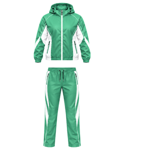 Wholesale <b>Sports</b> Tracksuit for <b>Men</b> Hooded Training Jacket with Zipper Closure and Matching Athletic <b>Trousers</b> for Jogging Gym - Product Image 1