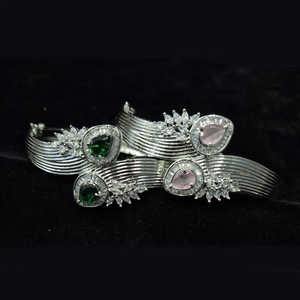 Silver Plated Radiant American Diamond <b>Beaded</b> <b>Bracelets</b> for Weddings & Parties-12162766LPI - Product Image 1