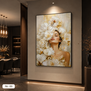 Peinture florale féminine exquise HALO, peinture sur toile abstraite originale faite à la main en soie, art mural élégant pour l'intérieur, cadre inclus, OEM ODM - Product Image 3