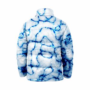 Chaqueta Acolchada Blanca para Hombre con Estampado Abstracto Azul y Rojo, Cierre de Cremallera, Cuello Alto, Ropa Casual de Invierno - Product Image 6