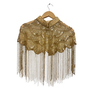 Chal de Lujo Vintage con Lentejuelas y Pedrería para Mujer, Diseño de Bloques de Color, Transpirable, con Flecos Largos, Color Oro Rosa, Colección 2026 de Sequissential - Product Image 1