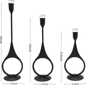 Modern Casted Candle Holders Set metal taper candle stand matte <b>black</b> candle stand set of 3 pcs cast iron & Aluminium decor - Product Image 3