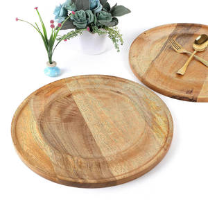 Assiettes de service en bois de manguier massif Grands plateaux en bois pour le service et la décoration Assiette de présentation en bois Plateau de service pour le dîner Ustensiles de cuisine - Product Image 3