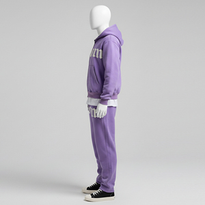 Sudadera con capucha de alta calidad para hombre, de felpa, de invierno, personalizada, de 2 piezas, 100% algodón, gruesa, transpirable, talla grande, estilo urbano, con cremallera completa - Product Image 3