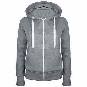 Sudadera con Capucha de Forro Polar para Mujer, Corte Clásico, Diseño a Cuadros, Cierre Frontal con Cremallera, Ecológica, Tallas Grandes, Estilo Urbano - Product Image 5