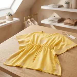 Robe longue d'été sexy en coton pur brodé Chikankari Sunlit Bloom, taille unique et XS, idéale pour les loisirs de jour - Product Image 6