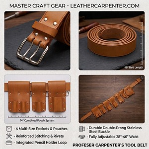 Customizable Leather Waist <b>Tool</b> <b>Bag</b> Belt Electrician Carpenter Utility Pouch Professional Work Organizer Duty Portable Trade Pro - Product Image 4
