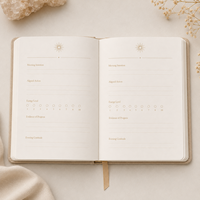 Journal de bien-être LABON personnalisé en lin beige, couverture rigide, avec dorure à chaud, agenda quotidien pour la pleine conscience, la gratitude et la définition d'objectifs, cadeau