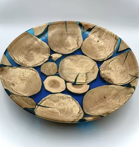 Tazón para Servir Ensalada de Frutas de Resina y Madera Maciza, Producto Hecho a Mano, Tazón de Madera con Resina Epoxi para Vajilla de Hogar - Product Image 3