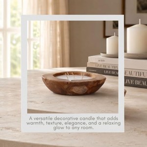 Portavelas de madera de teca hecho a mano con chimenea de vidrio - Venta al por mayor desde India - Product Image 3