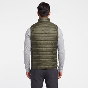 Gilet matelassé vert olive pour homme, col montant, fermeture éclair, coupe-vent, vêtement d'extérieur décontracté, couleur unie, coupe classique - Product Image 2