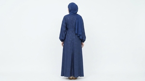 Islamic Muslim Modest Maxi <b>Dress</b> with Hijab and Waist Belt Satin Silk Anti-Wrinkle <b>Loose</b> Fit - Product Image 3