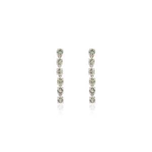 14K Solid White Gold Radiant Green Amethyst Drop Dangle Earrings - Product Image 2